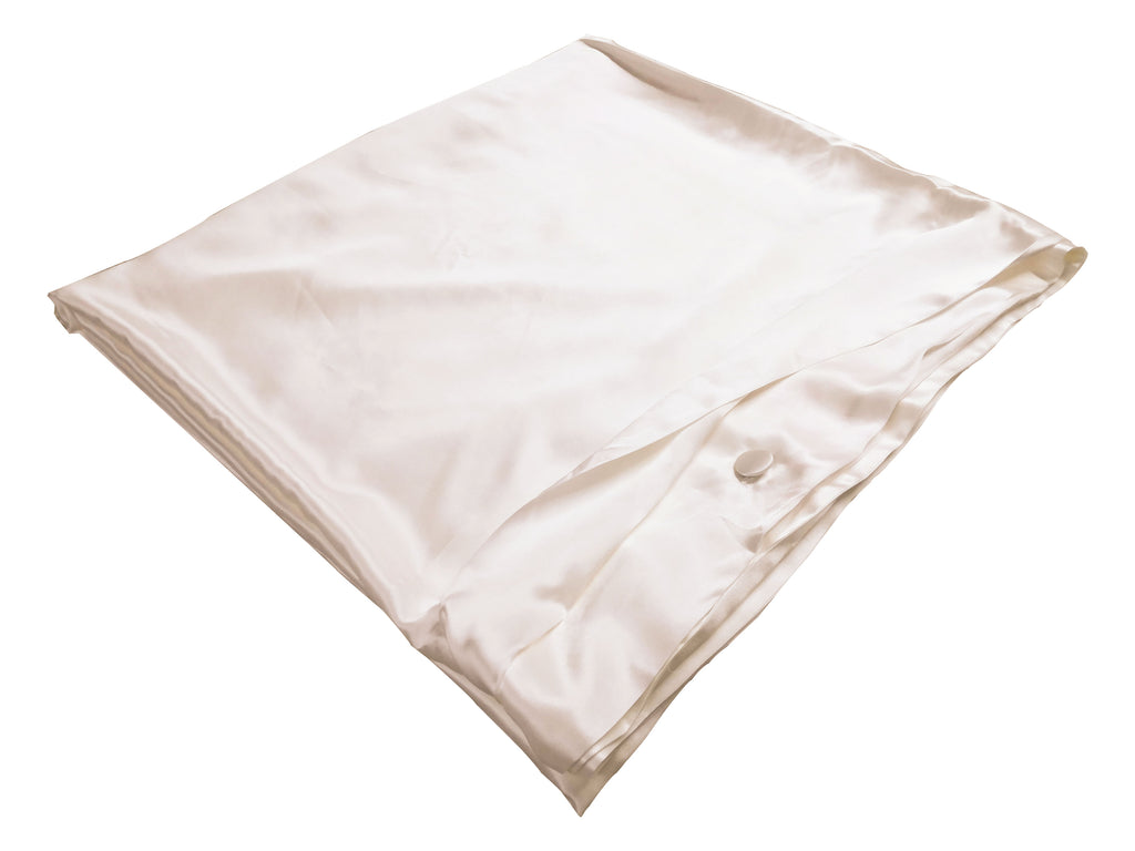 Silk Duvet Cover with silk covered buttons to secure duvet inside